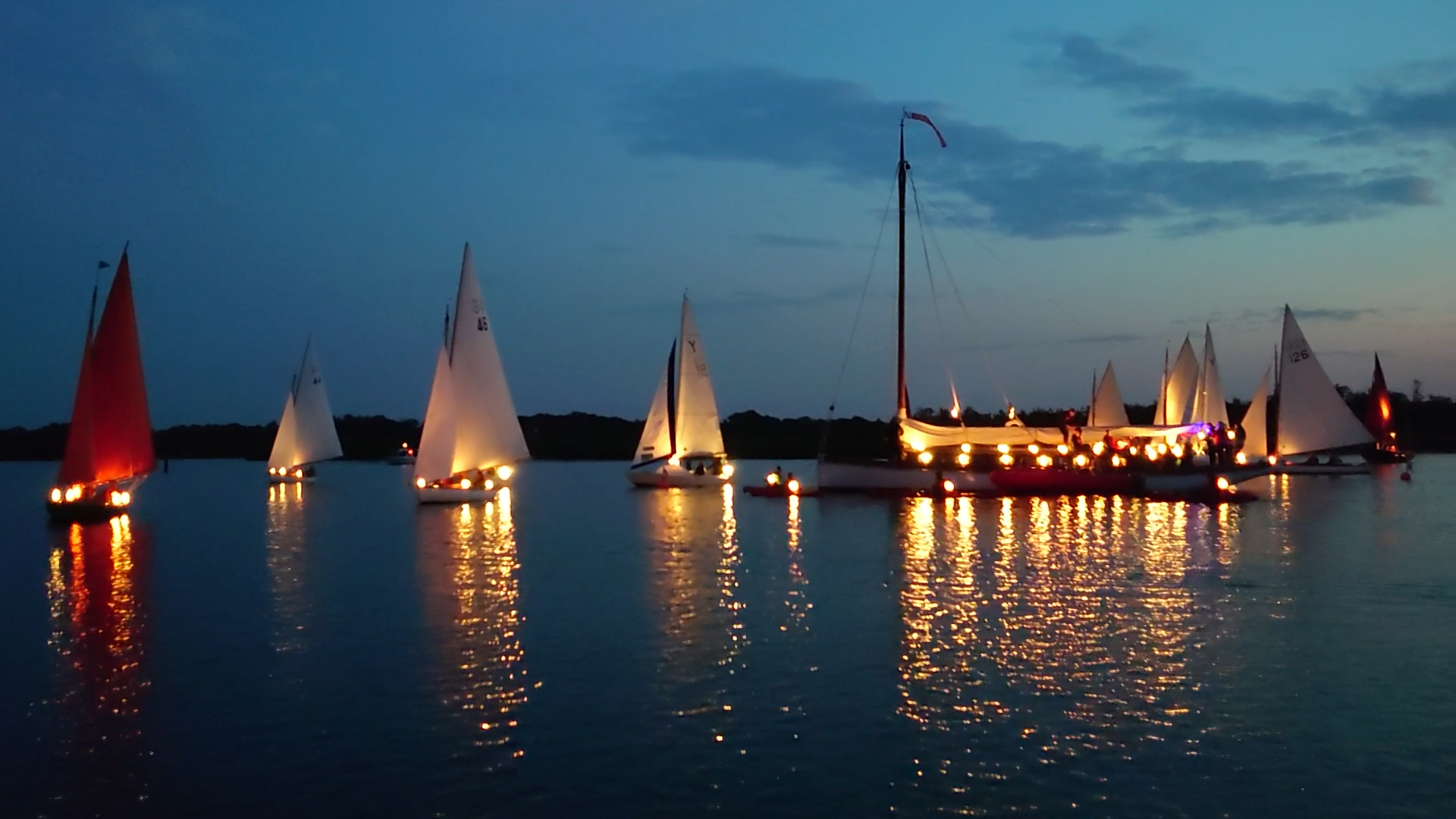 Sailing on the Norfolk Broads at Dusk